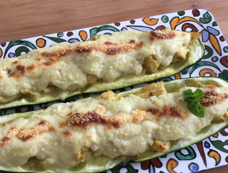CALABACÍN RELLENO DE POLLO AL CURRY