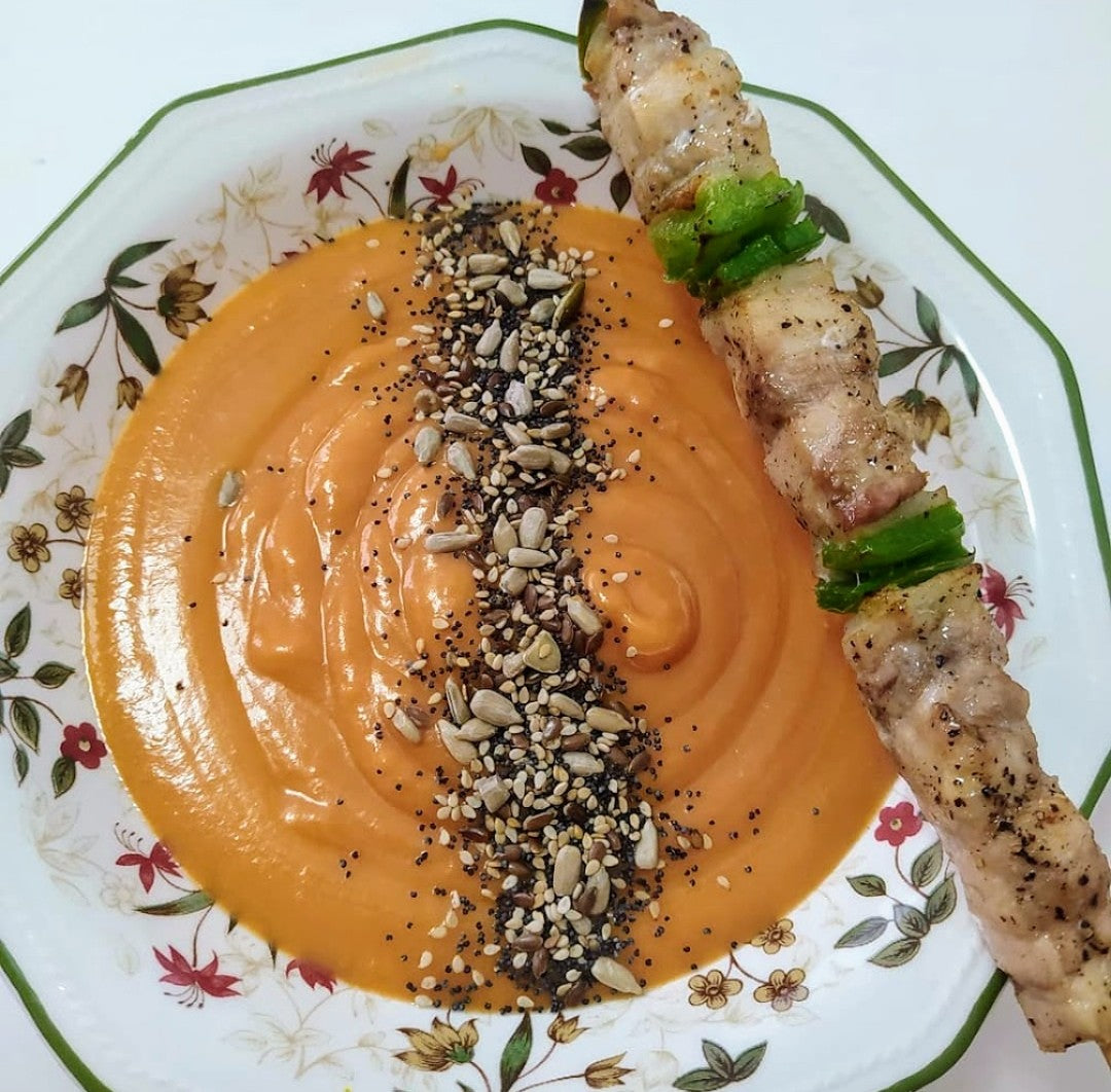 Crema de calabaza con pimientos del piquillo