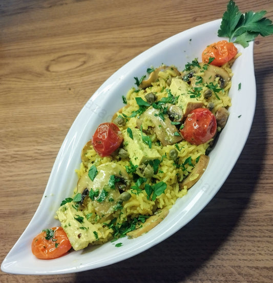 ARROZ CON TOFU O POLLO Y CHAMPIÑONES