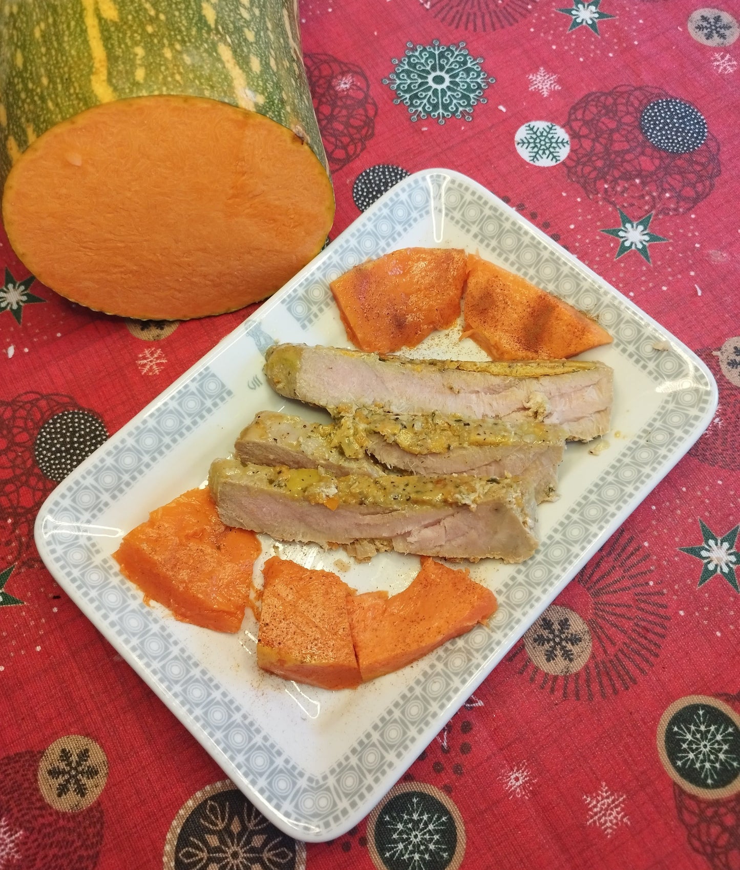 ATÚN A LA NARANJA Y CALABAZA ASADA