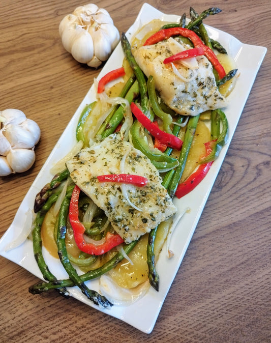 BACALAO CON TRIGUEROS AL HORNO