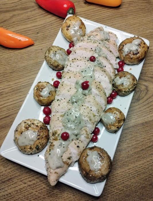 FILETES DE PAVO O POLLO CON CHAMPIÑONES