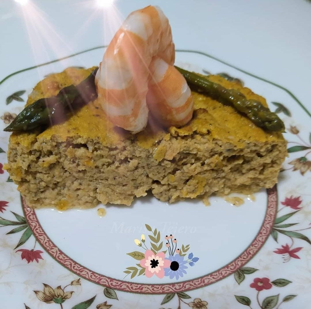 PASTEL DE VERDURAS CON MERLUZA Y LANGOSTIN