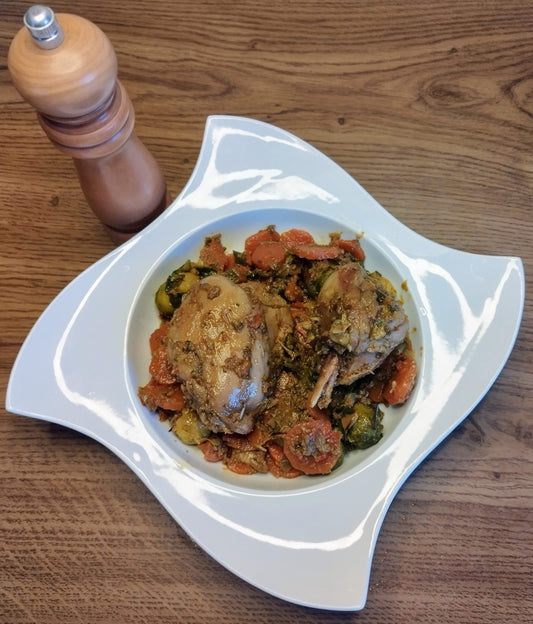 POLLO GUISADO CON ZANAHORIAS Y VERDURAS