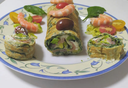 Rollito de espinacas con salmón y queso de cabra