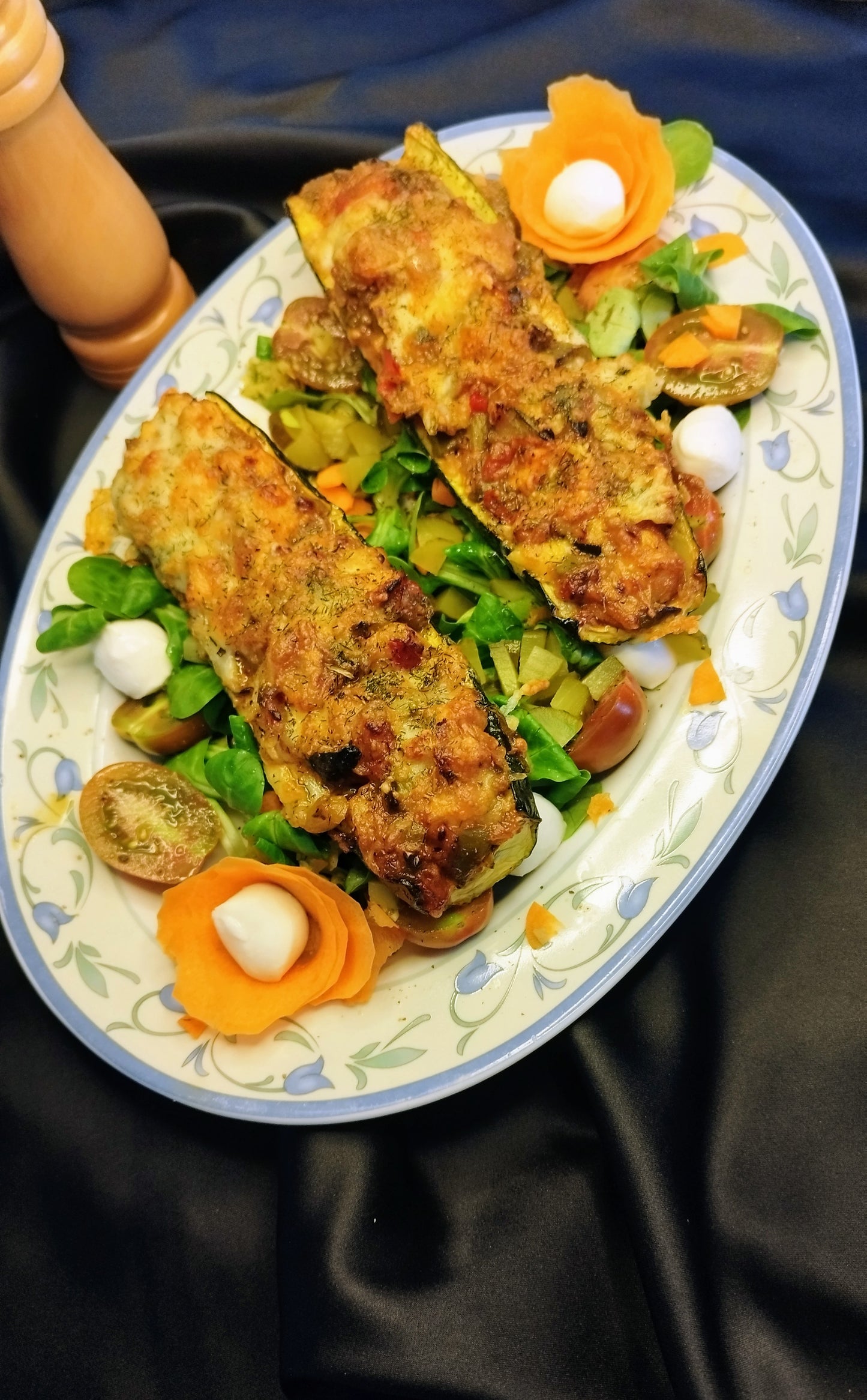 Calabacín  relleno de merluza en Airfryer