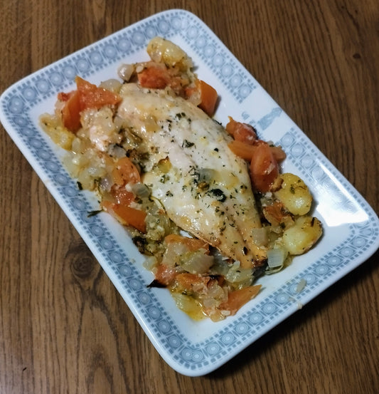 Dorada con verduras y gñokis