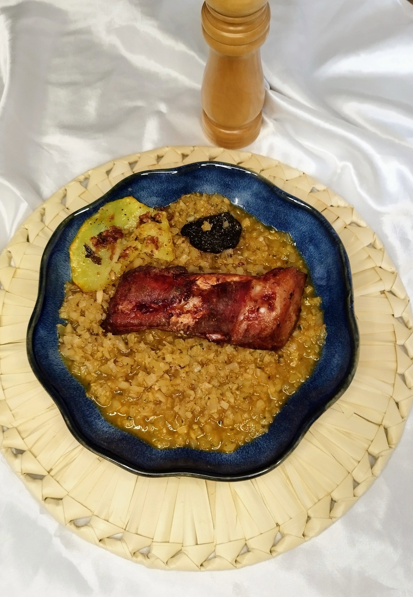 Migas de coliflor con costilla