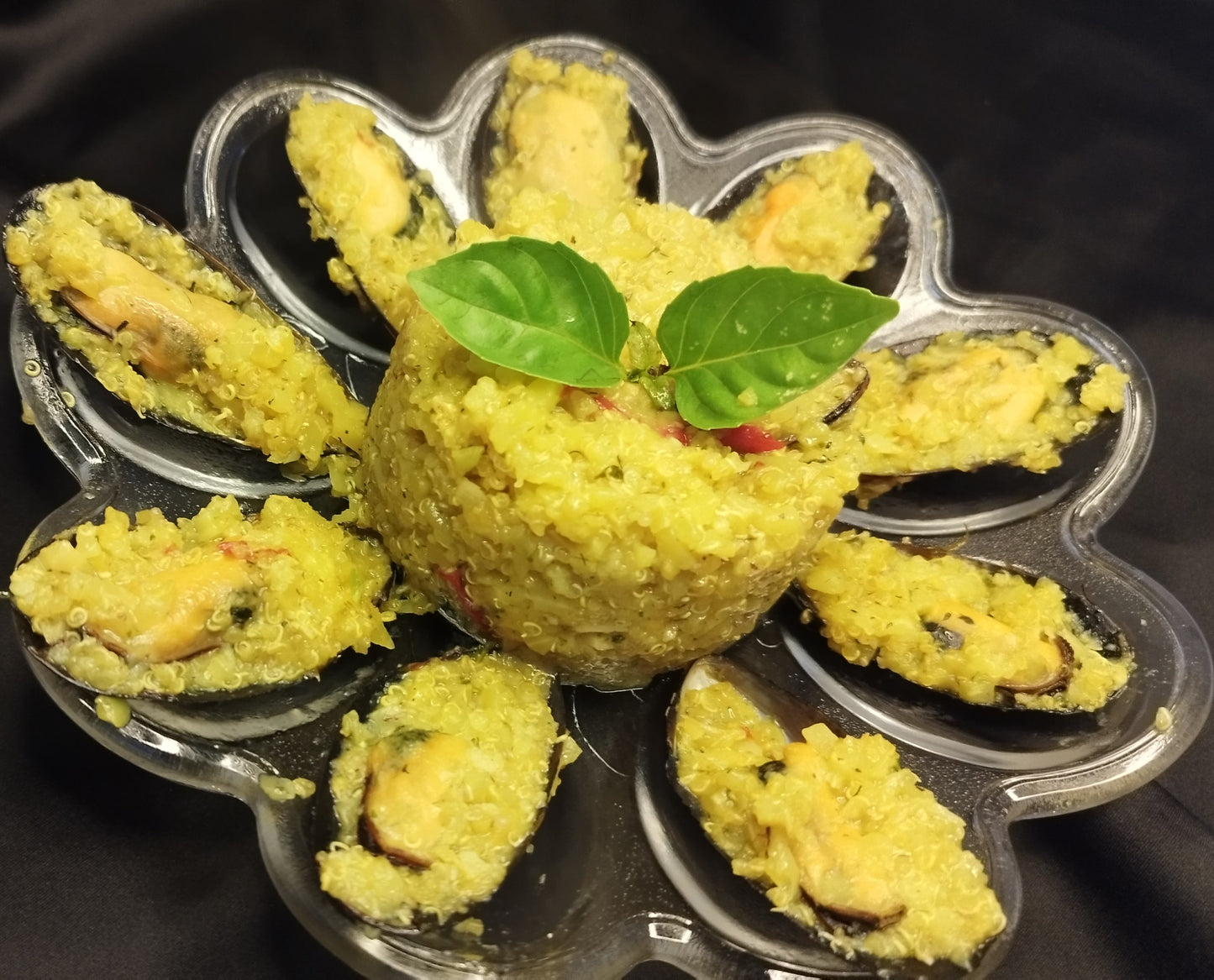 Migas de coliflor y quinoa con mejillones