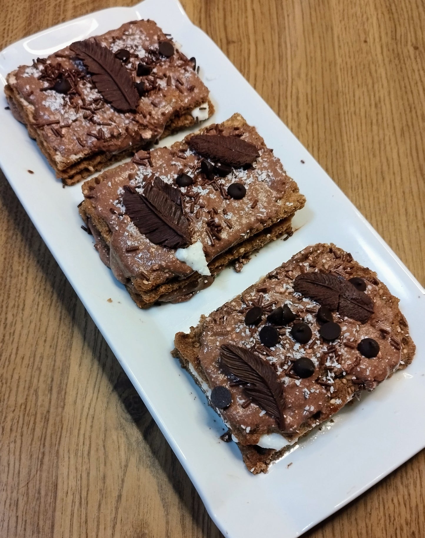 Pastel de coco y cacao