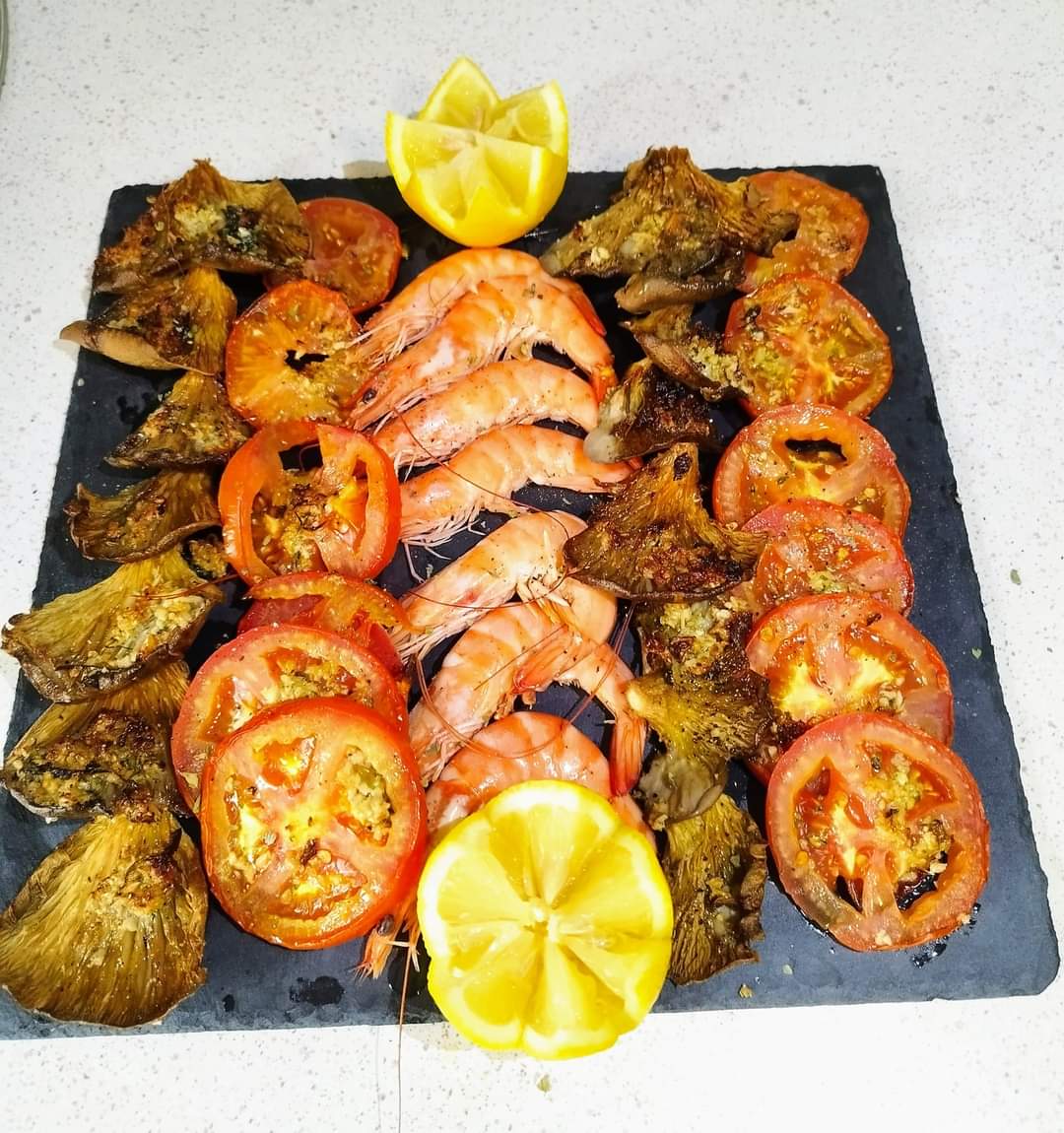 Parrillada de verduras con marisco - Adelgaza con Marisa